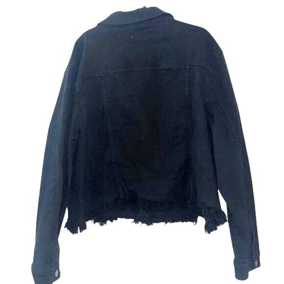 Ms. Cello Womens Black Denim Jacket With Frayed Hem 3X Casual & Stylish - Picture 9 of 11